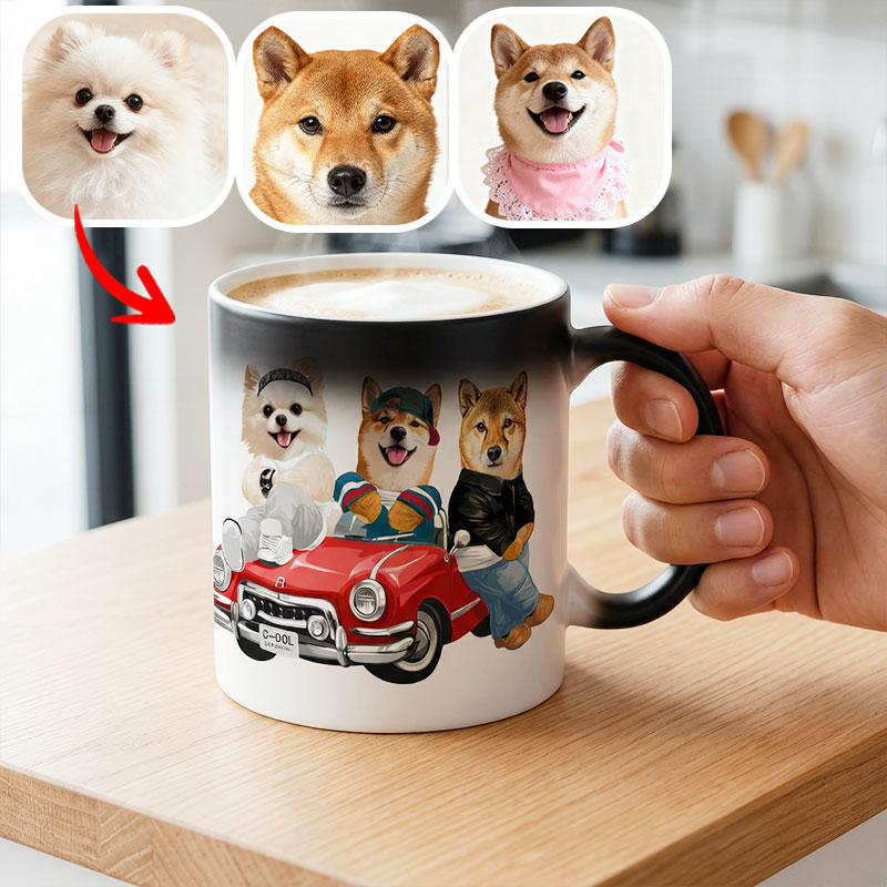 カスタムフワモコ部 　色が変わるマグカップ   【3頭デザイン】260205-11