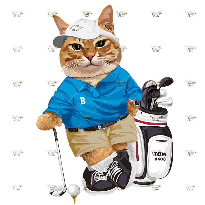 カスタムフワモコ部  プレミアムTシャツ   ゴルフ  1頭デザイン 0423-1-1