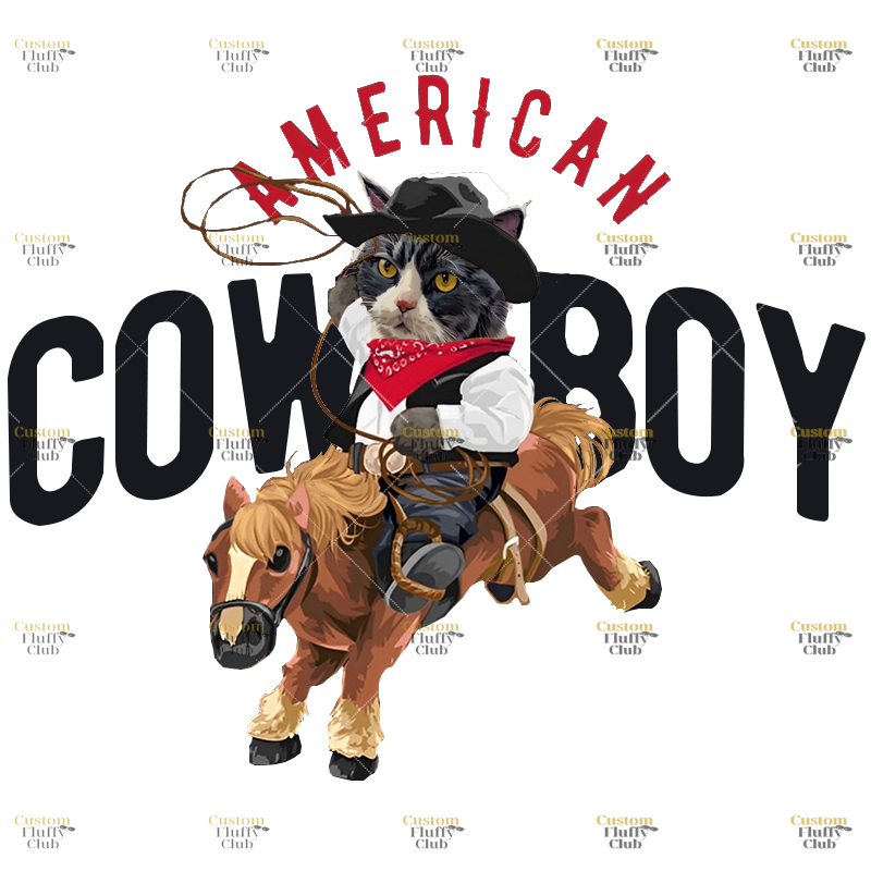 カスタムフワモコ部  プレミアムTシャツ Horseback Cowboy  1頭デザイン 0305-2-3