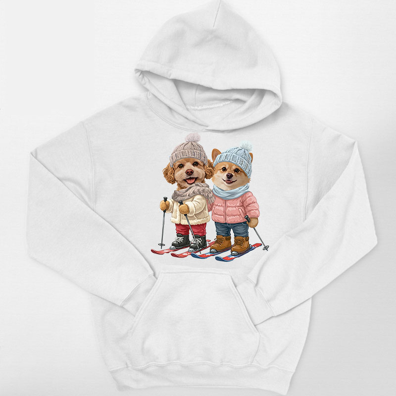 カスタムフワモコ部 　パーカー  Girls skiing  2頭デザイン 251216-3