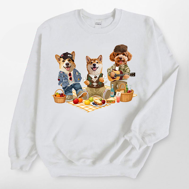 カスタムフワモコ部  トレーナー  ピクニック 3頭デザイン26123-4