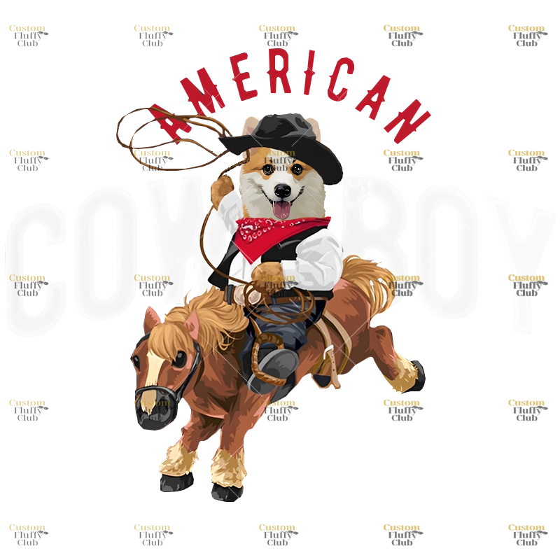 カスタムフワモコ部  プレミアムTシャツ Horseback Cowboy  1頭デザイン 0305-2-3