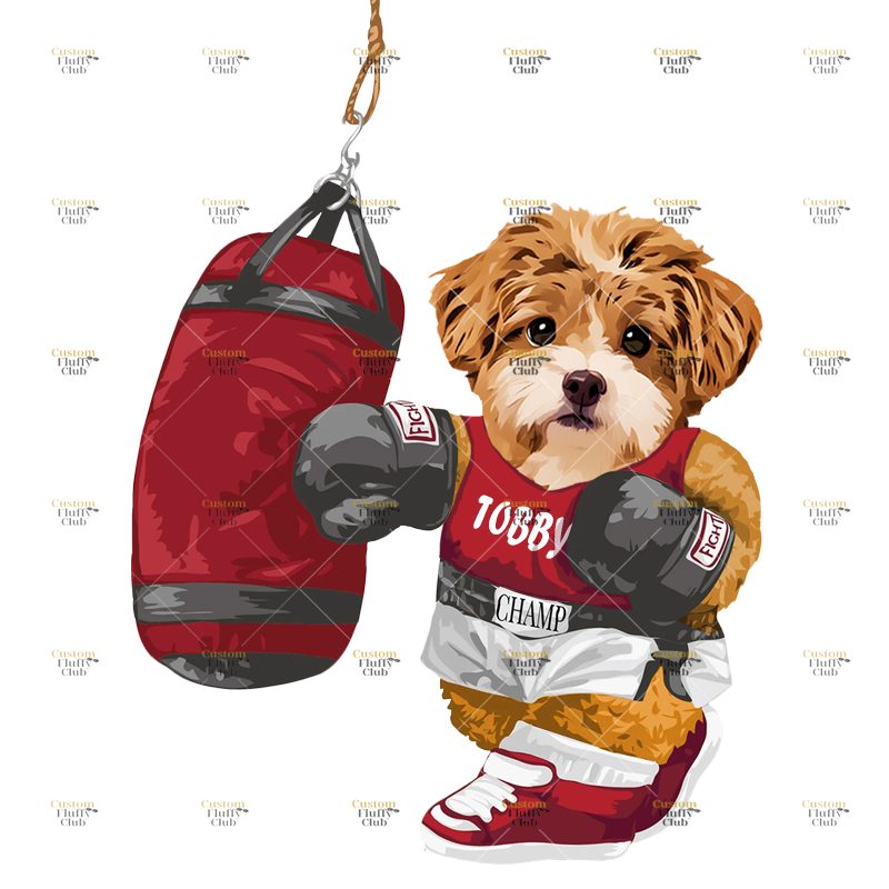 カスタムフワモコ部 　パーカー  Sandbag Boxing  1頭デザイン0830-2-1