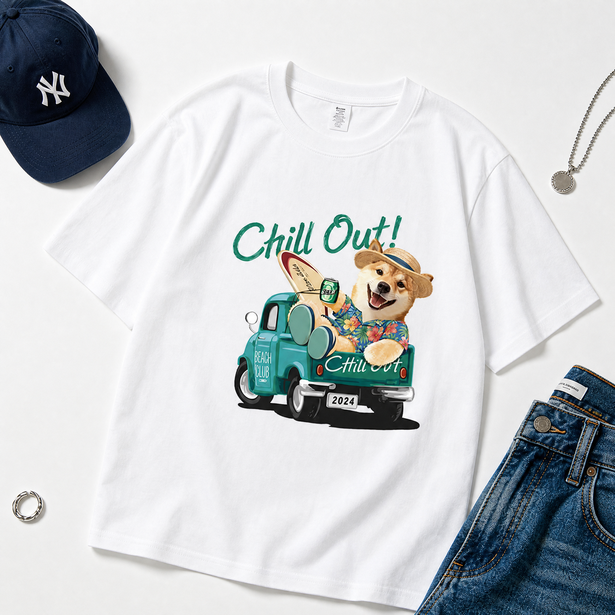 カスタムフワモコ部 ビーチタイム プレミアムTシャツ  1頭デザイン 260520-3