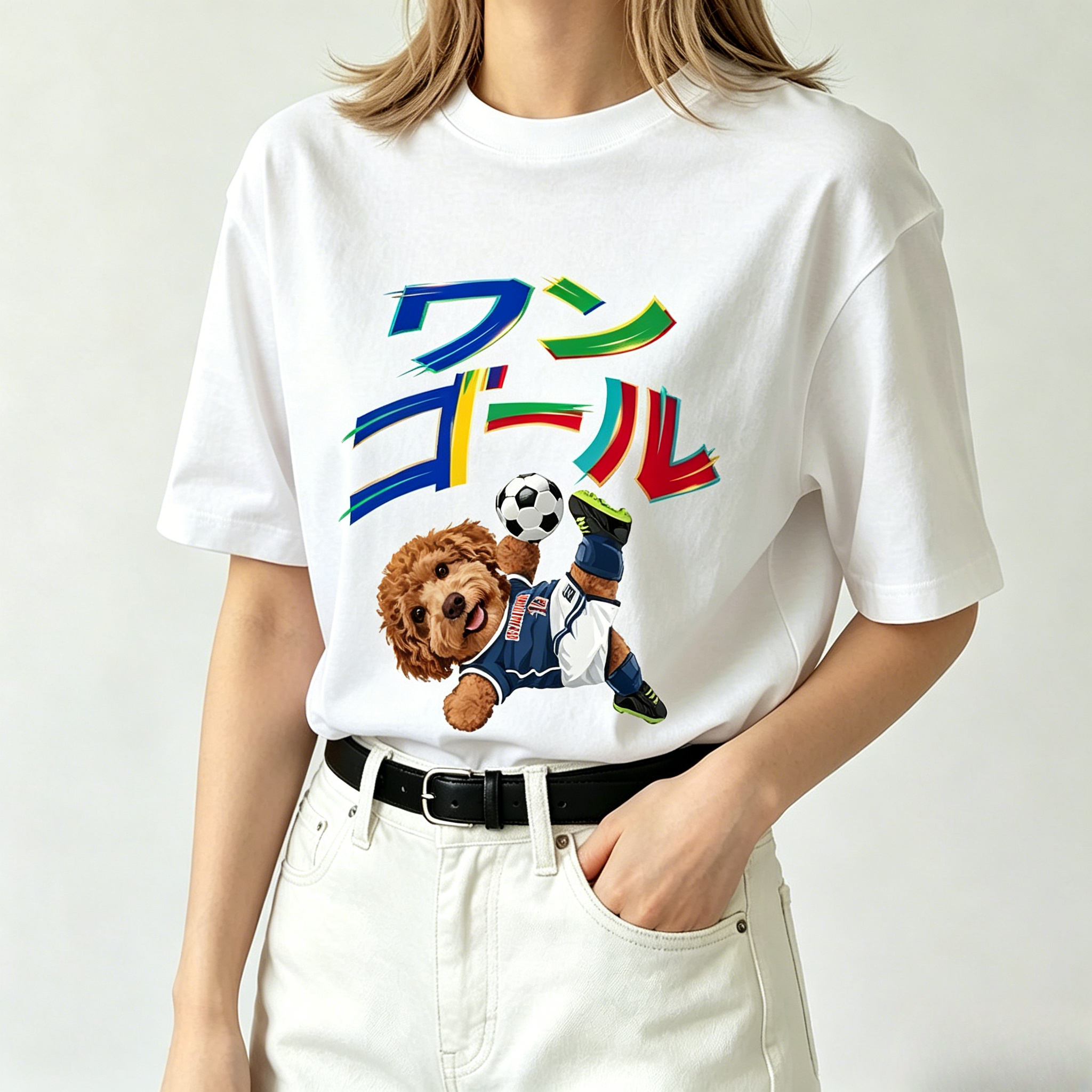 カスタムフワモコ部 ワンゴール！ プレミアムTシャツ  1頭デザイン 260520-9