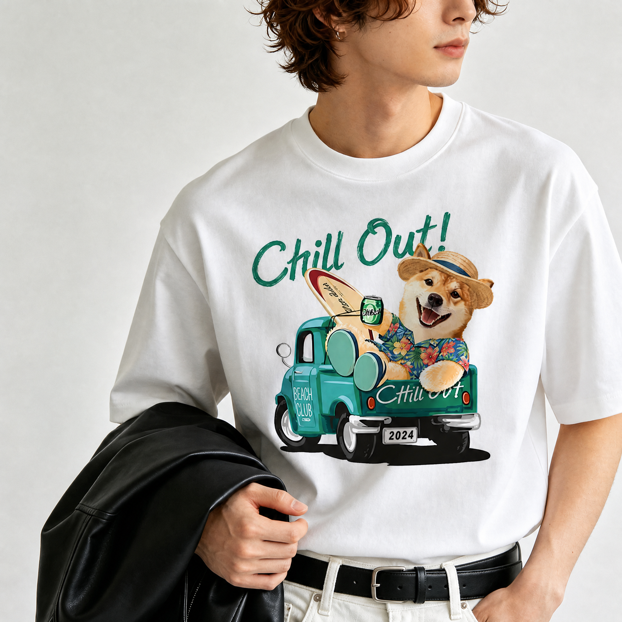 カスタムフワモコ部 ビーチタイム プレミアムTシャツ  1頭デザイン 260520-3