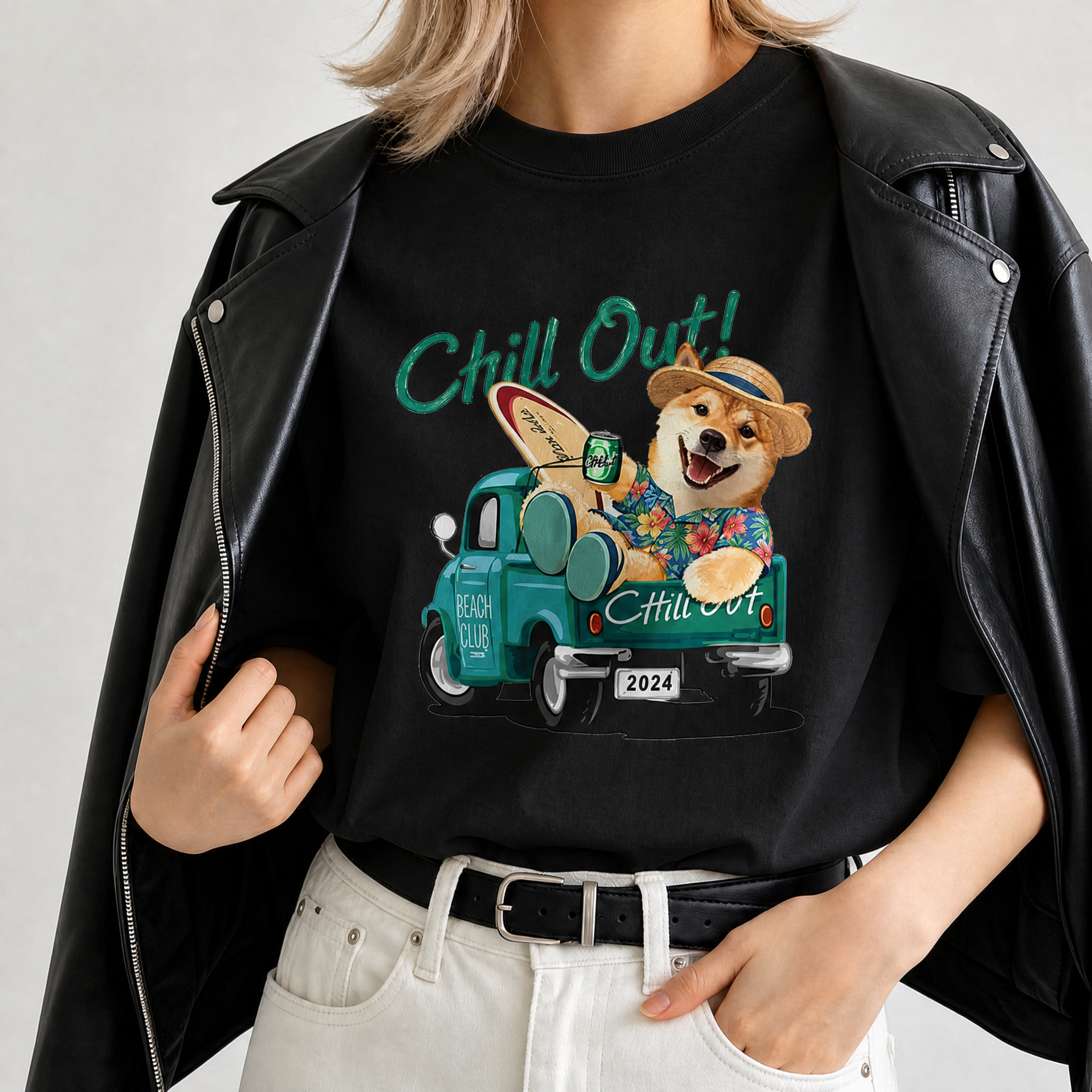 カスタムフワモコ部 ビーチタイム プレミアムTシャツ  1頭デザイン 260520-3