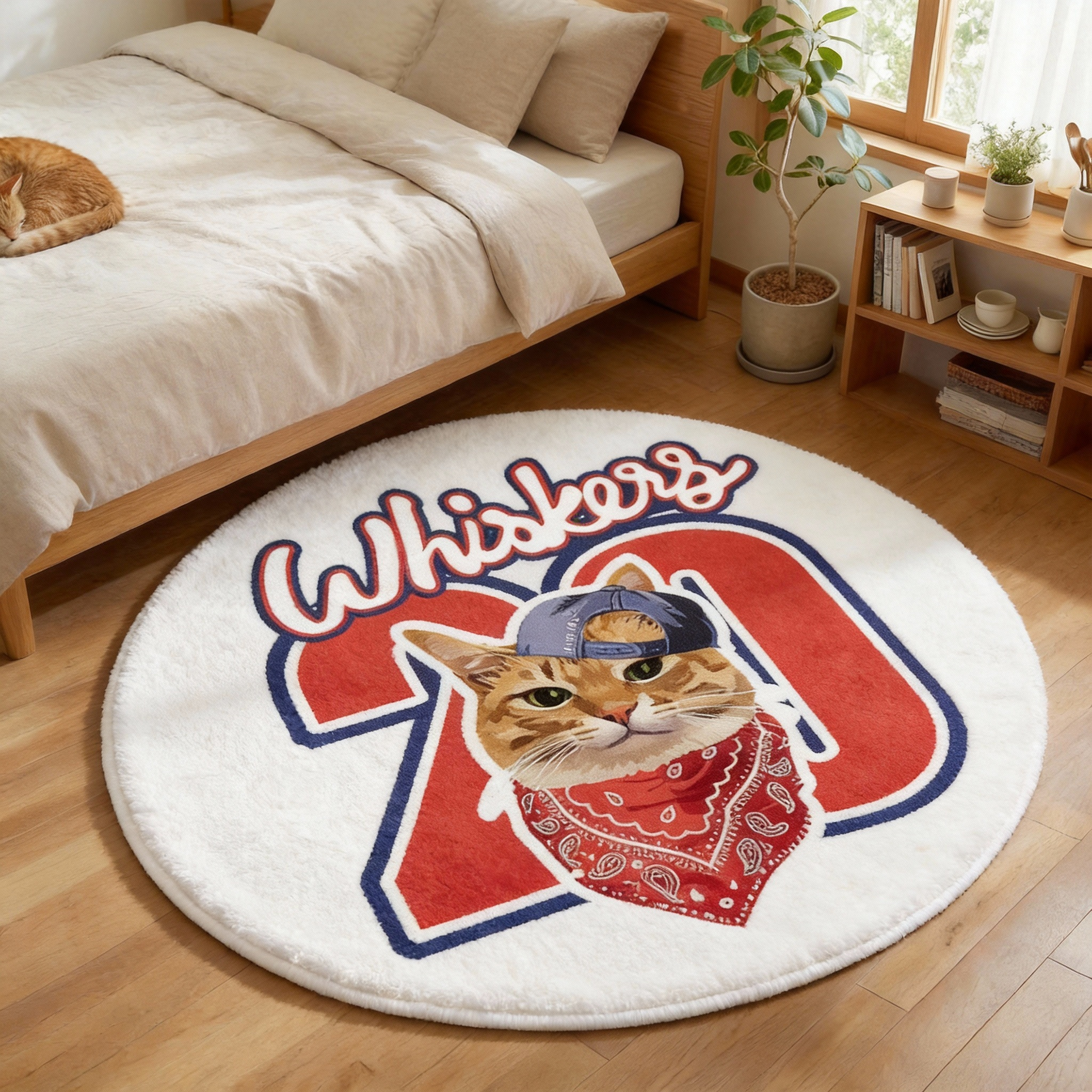 カスタムフワモコ部  ラグマット 円形  【1頭デザイン】26129-7