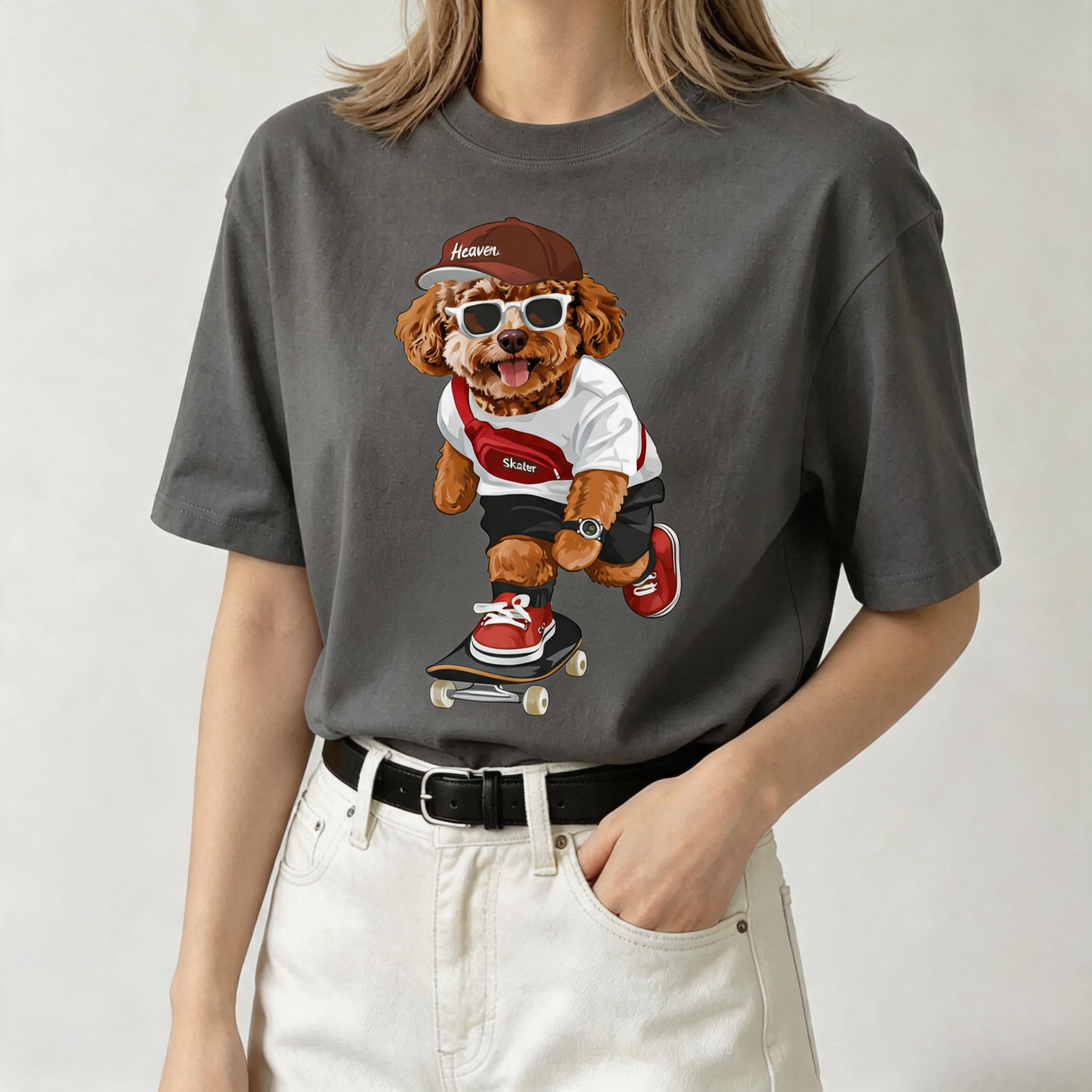 カスタムフワモコ部   クールスケボー  プレミアムTシャツ  2頭デザイン 260610-5