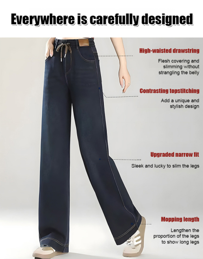 High-waisted, loose-fitting wide-leg jeans for women 