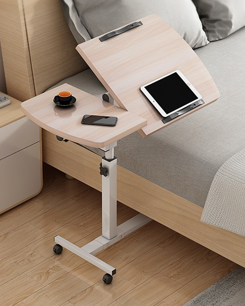 Adjustable mobile bedside table