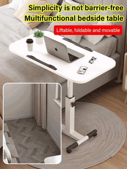 Adjustable mobile bedside table