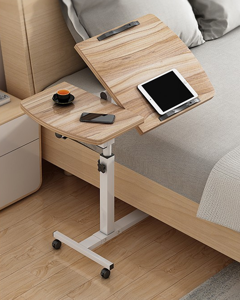 Adjustable mobile bedside table