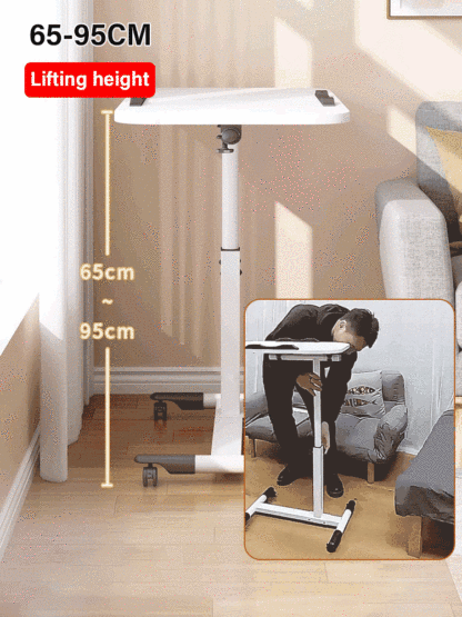 Adjustable mobile bedside table