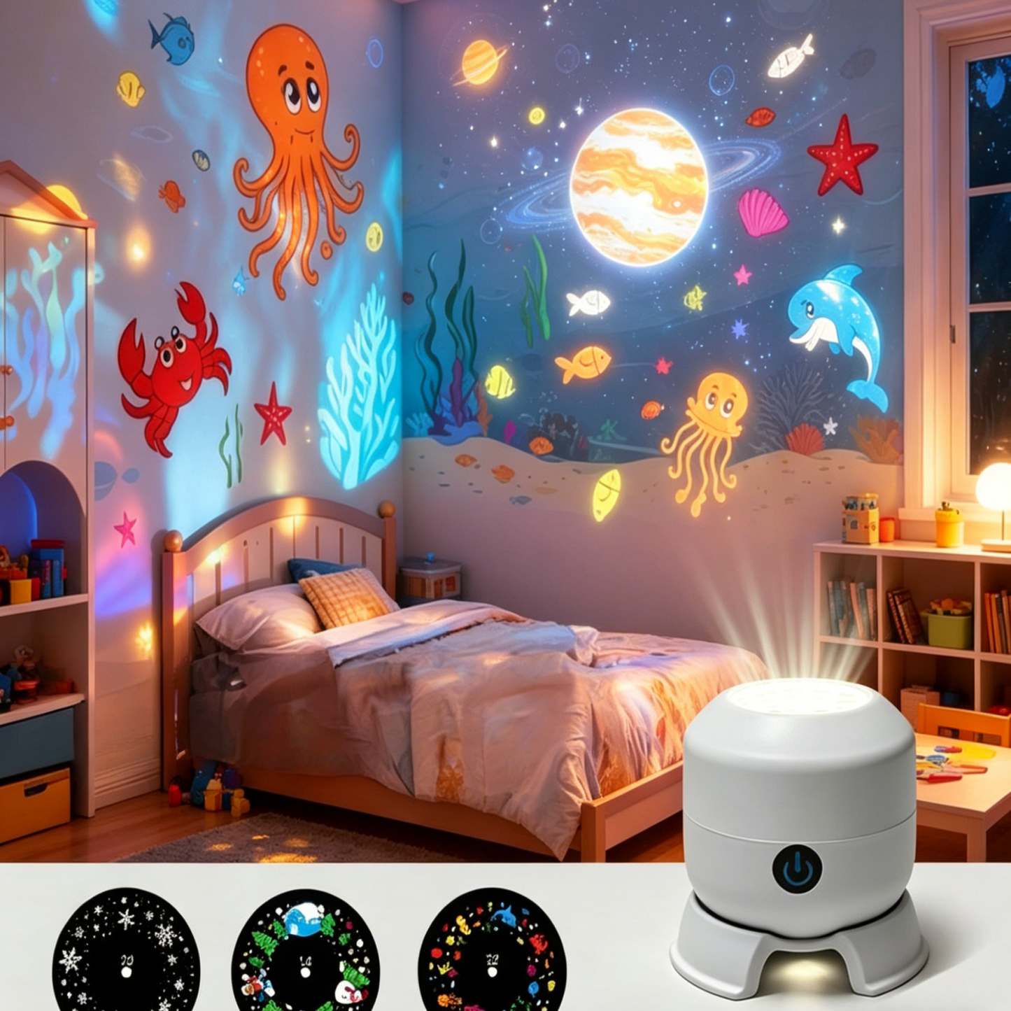 360° Rotating Holiday Projector Light | HD Clear Projection | Multi-Theme Decoration Light for Christmas, Birthday Parties & Kids' Bedroom | Eye-Safe Design