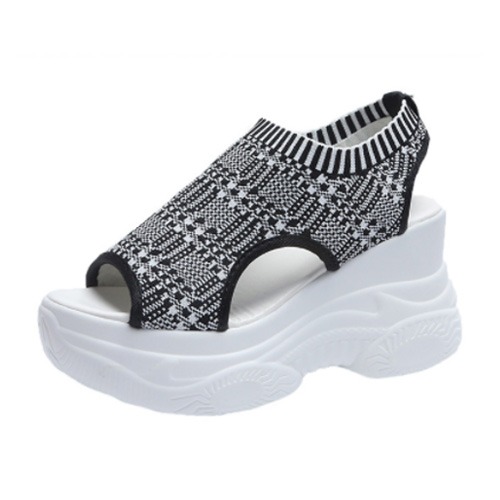 Peep Toe Wedge Platform Sandals | Invisible Height Increase | Breathable Fly-Knit Upper | Non-Slip Stable Walking Sandals