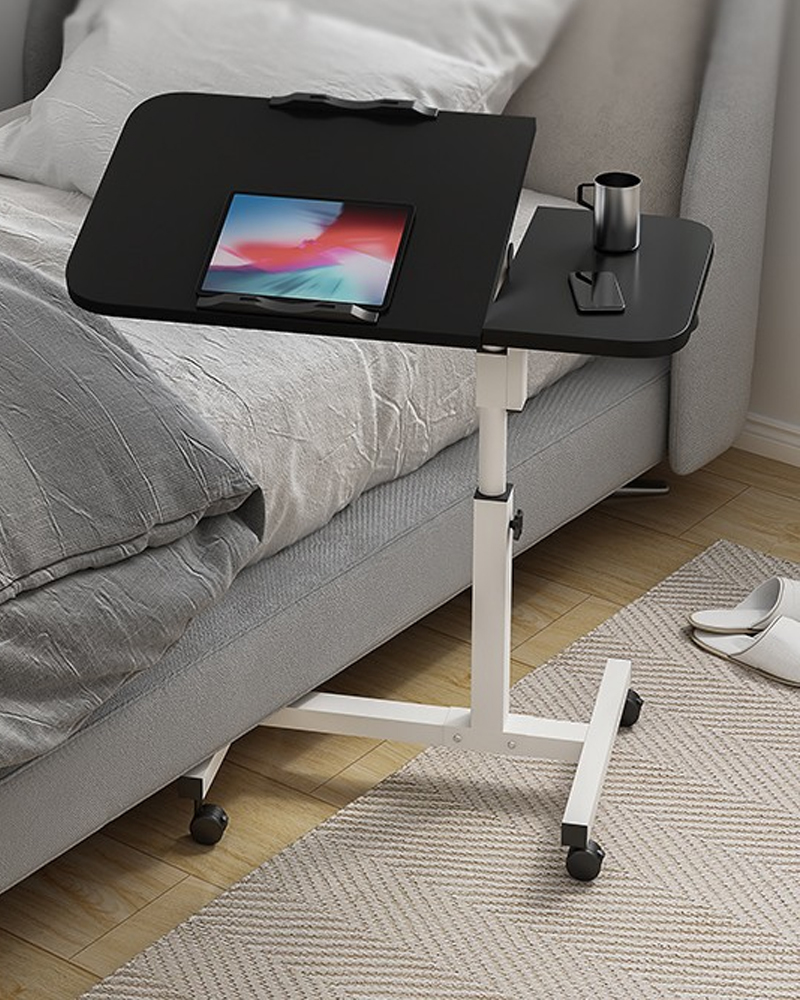 Adjustable mobile bedside table