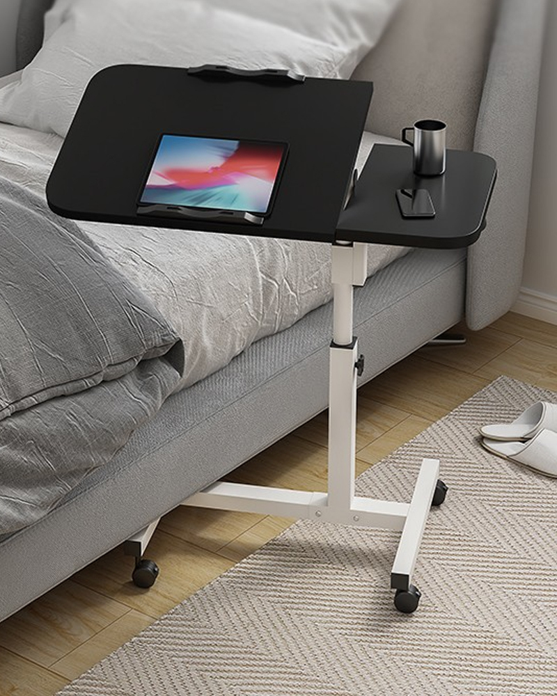 Adjustable mobile bedside table