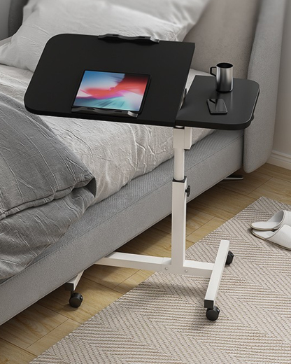 Adjustable mobile bedside table
