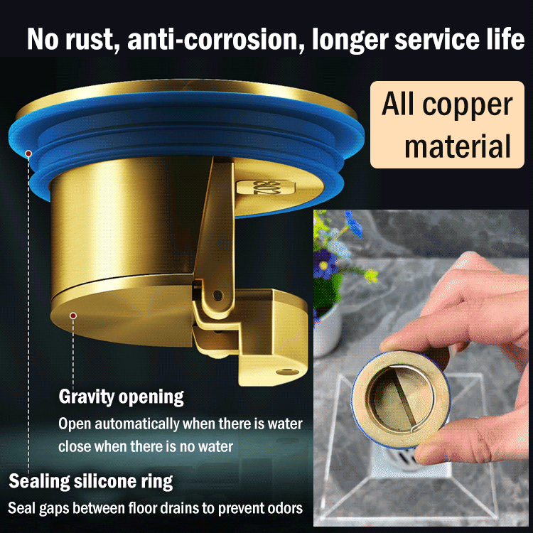 Deodorant full copper gravity floor drain