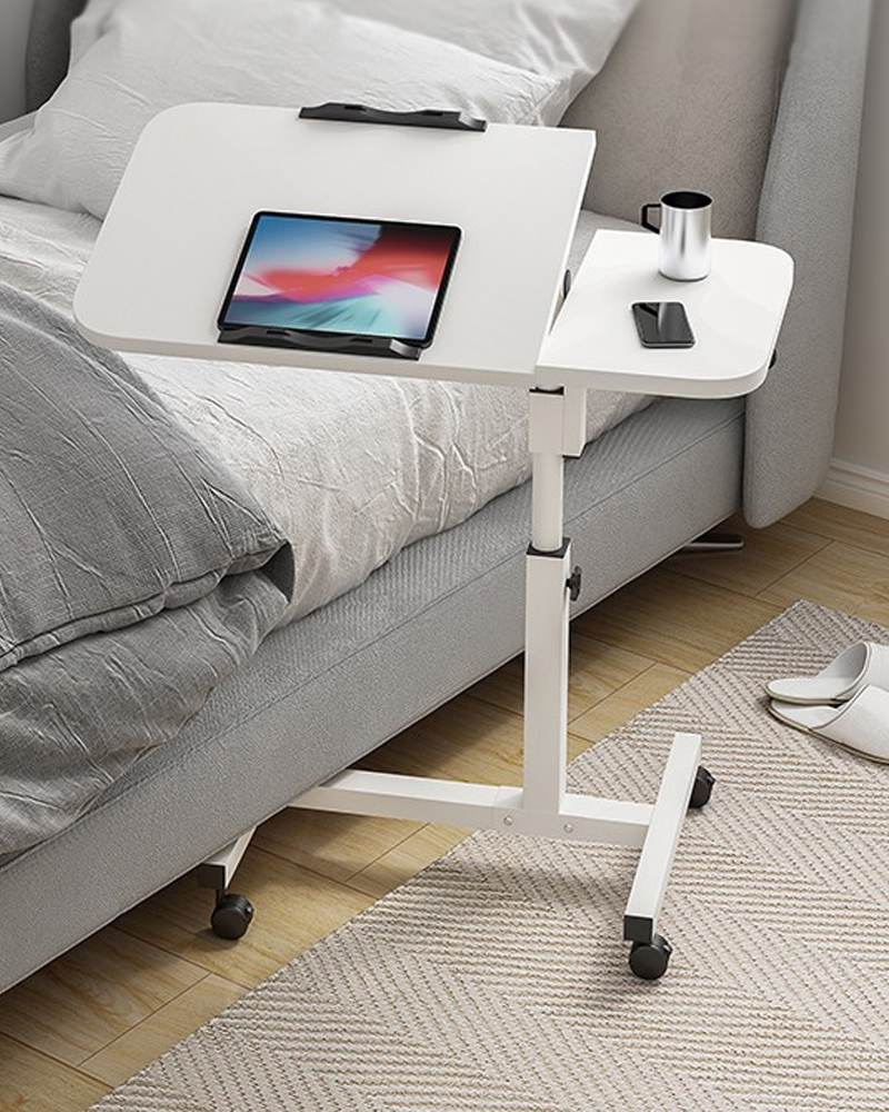 Adjustable mobile bedside table