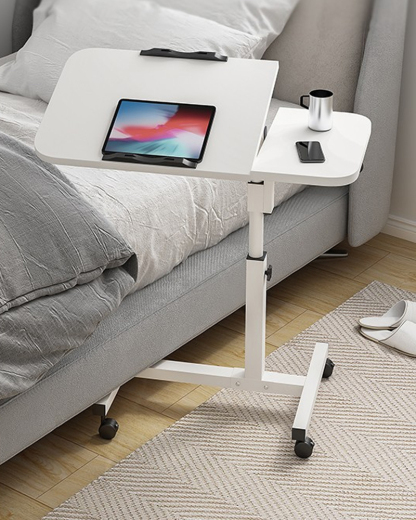 Adjustable mobile bedside table