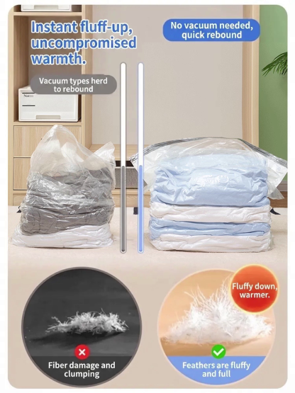 Thickened 3D No-Pump Vacuum Storage Bags | Space-Saving Compression Bags for Duvets, Blankets & Winter Coats