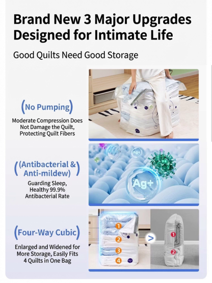 Thickened 3D No-Pump Vacuum Storage Bags | Space-Saving Compression Bags for Duvets, Blankets & Winter Coats
