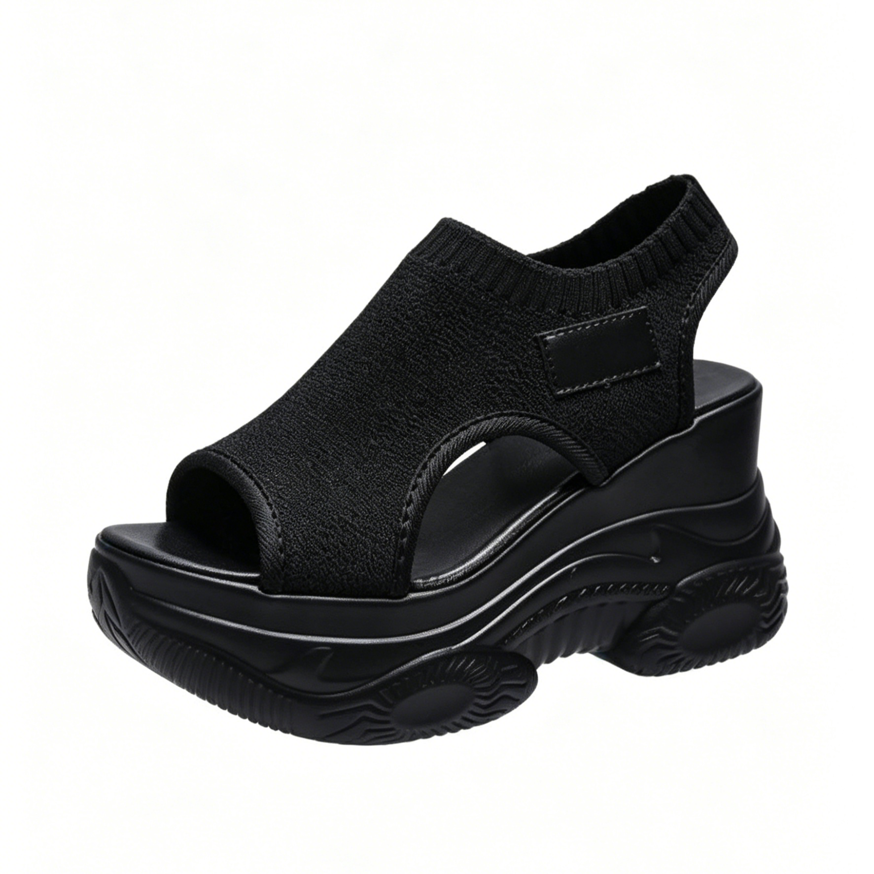 Peep Toe Wedge Platform Sandals | Invisible Height Increase | Breathable Fly-Knit Upper | Non-Slip Stable Walking Sandals