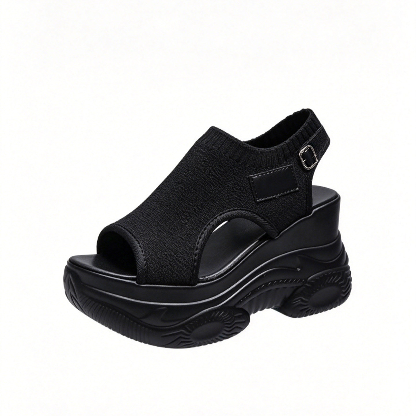 Peep Toe Wedge Platform Sandals | Invisible Height Increase | Breathable Fly-Knit Upper | Non-Slip Stable Walking Sandals