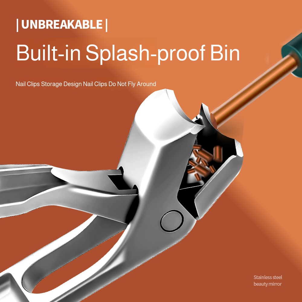 Stainless Steel Nail Clippers with Splash Guard: Large Opening for Thick & Ingrown Toenails & Foot Care