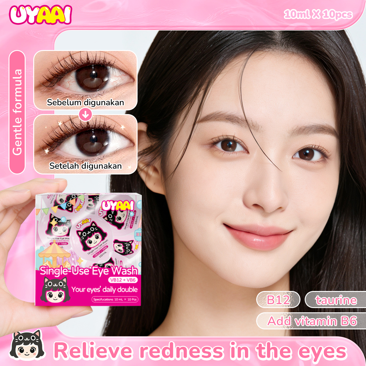 UYAAI Disposable Eye Wash Solution 10ml × 10 Vials