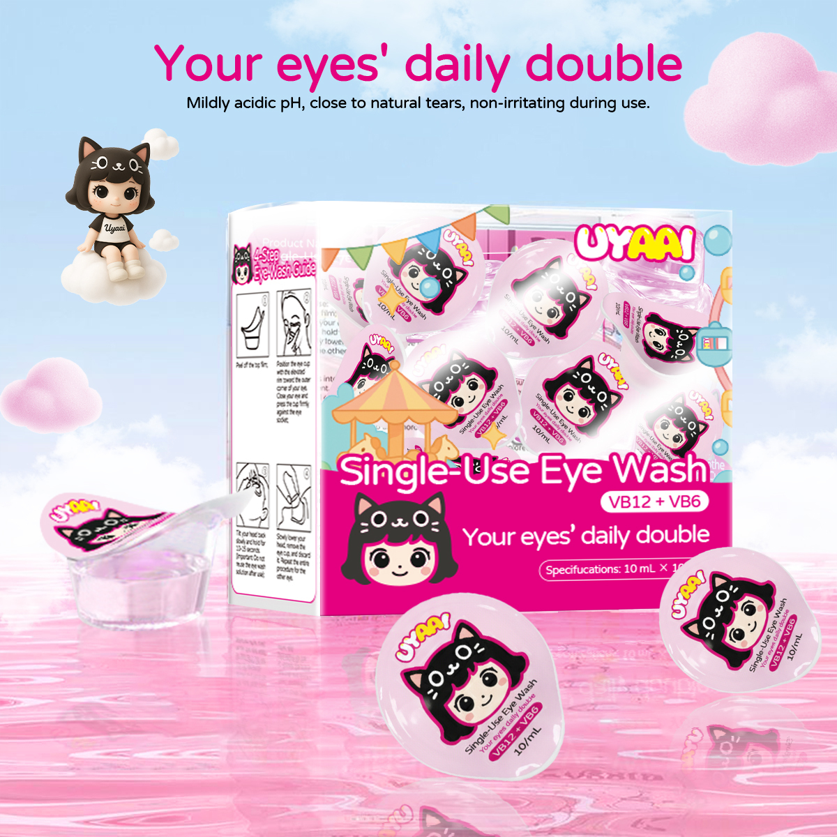 UYAAI Disposable Eye Wash Solution 10ml × 10 Vials