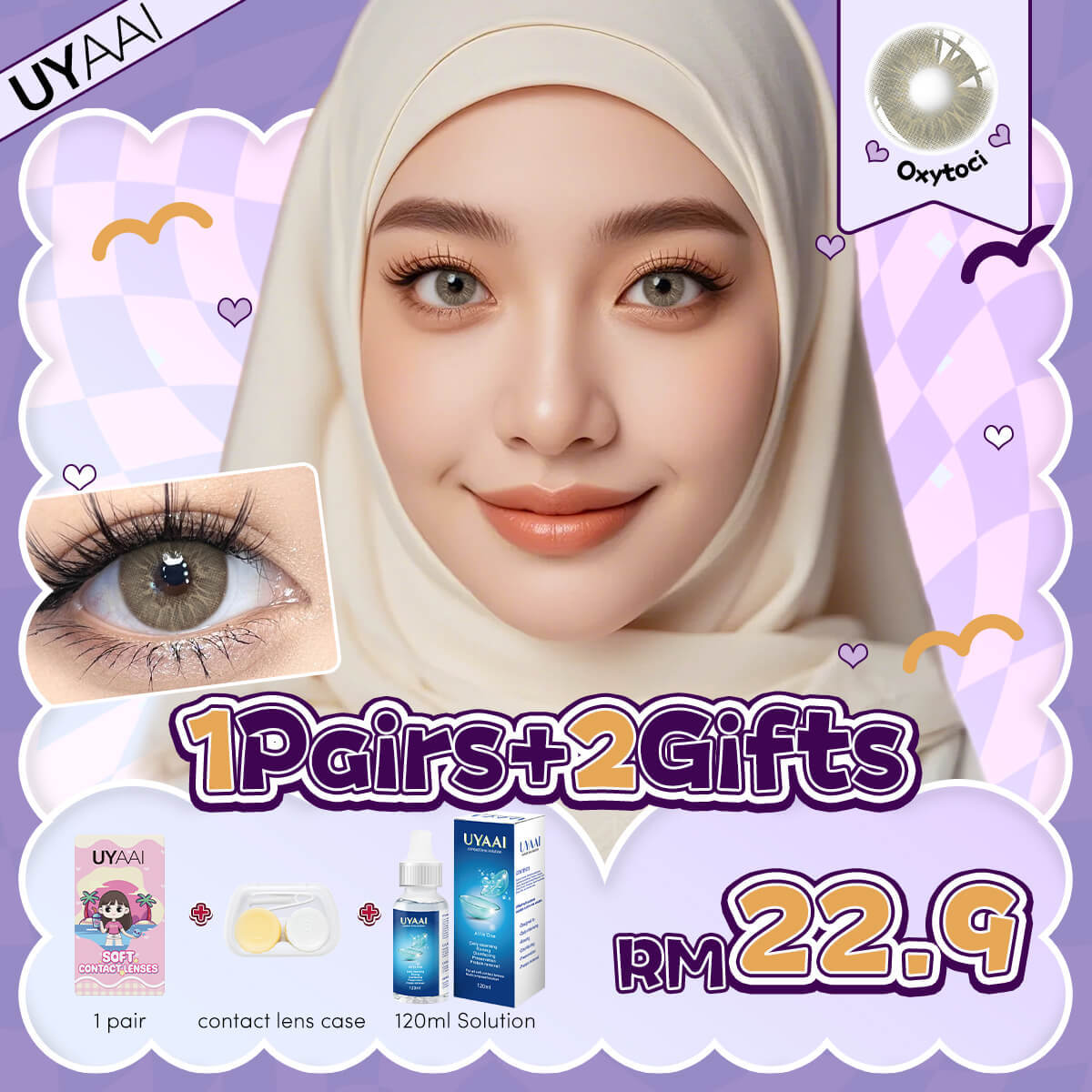 [Buy 1 Get 3] UYAAI 14.0-16.0MM Contact Lens Combo Set