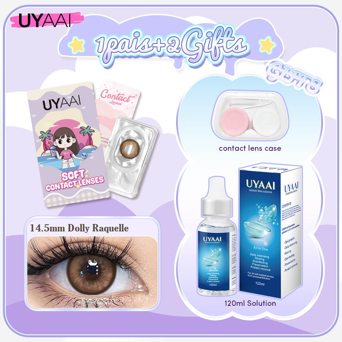 [Buy 1 Get 3] UYAAI 14.0-16.0MM Contact Lens Combo Set