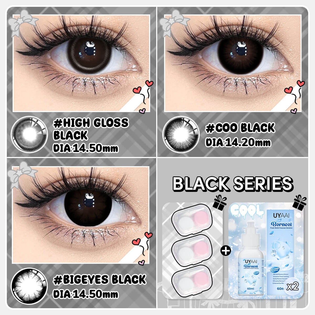 [Buy 3 Get 8] UYAAI 14.0-14.5MM Contact Lens Combo Set