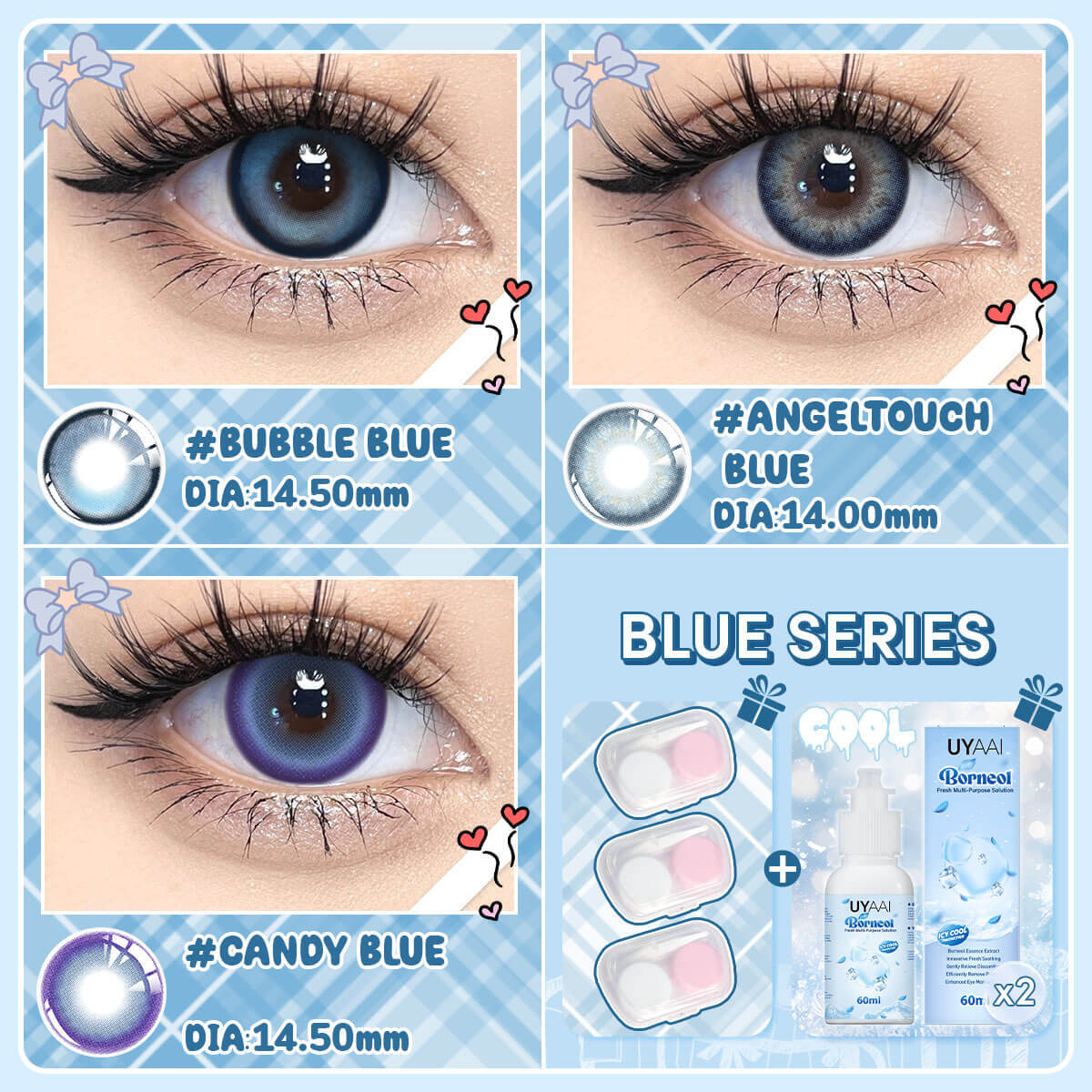 [Buy 3 Get 8] UYAAI 14.0-14.5MM Contact Lens Combo Set