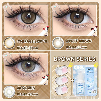 [Buy 3 Get 8] UYAAI 14.0-14.5MM Contact Lens Combo Set