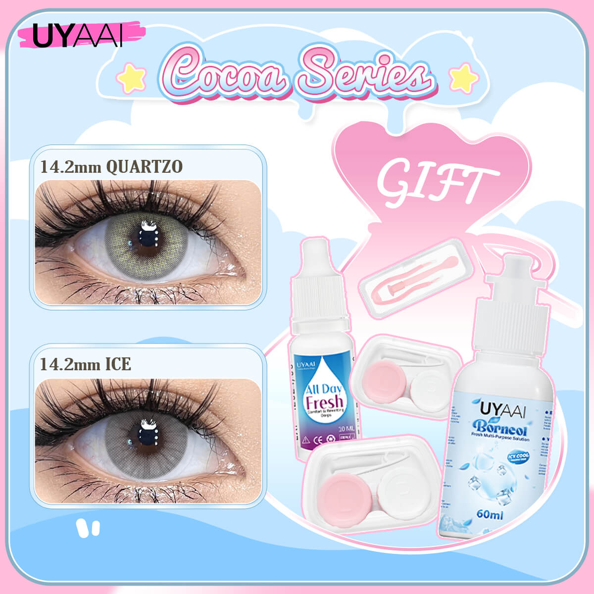 [ Buy 2 Get 5 Gifts] UYAAI 14.0-14.5MM Contact Lens Combo Set
