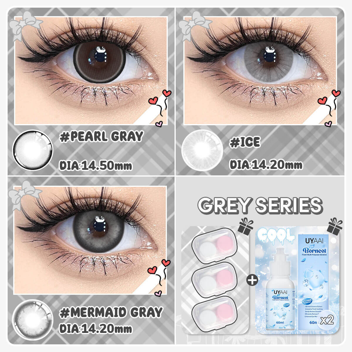 [Buy 3 Get 8] UYAAI 14.0-14.5MM Contact Lens Combo Set