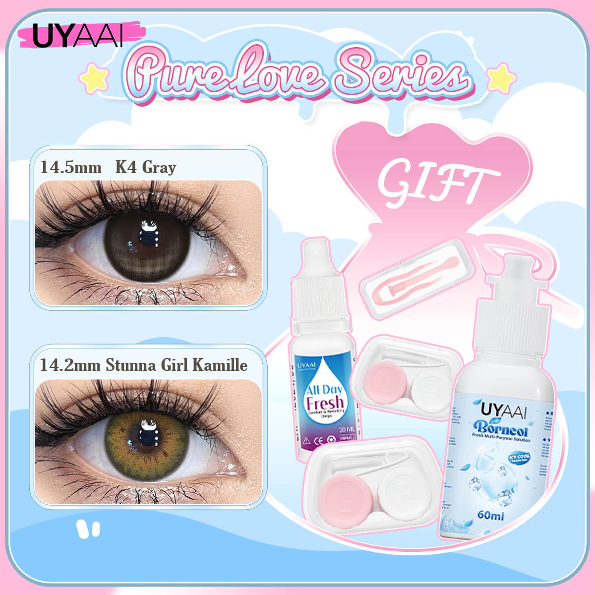 [ Buy 2 Get 5 Gifts] UYAAI 14.0-14.5MM Contact Lens Combo Set