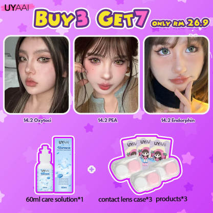 [Power+Buy 3 Get 7] UYAAI 14.0-16.0MM Contact Lens Combo Set