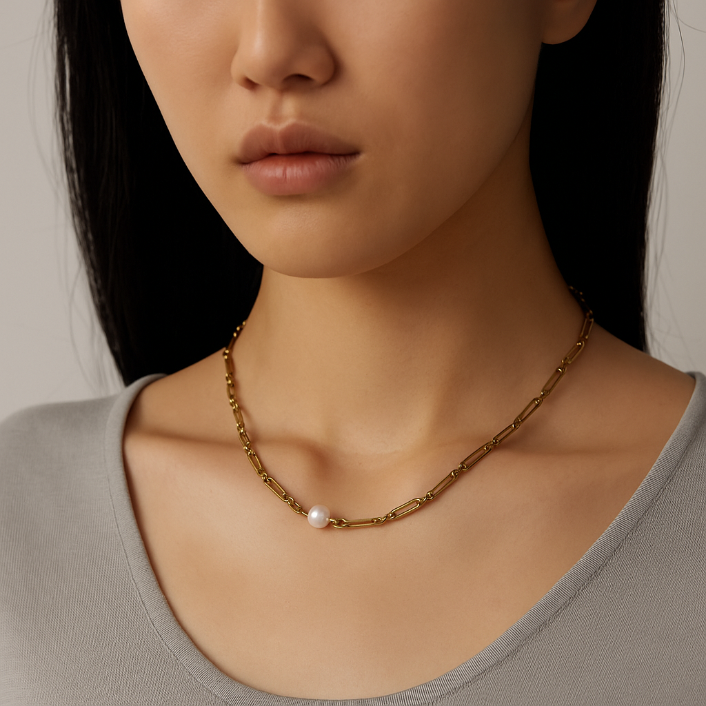 DAINTY PEARL NECKLACE GOLD