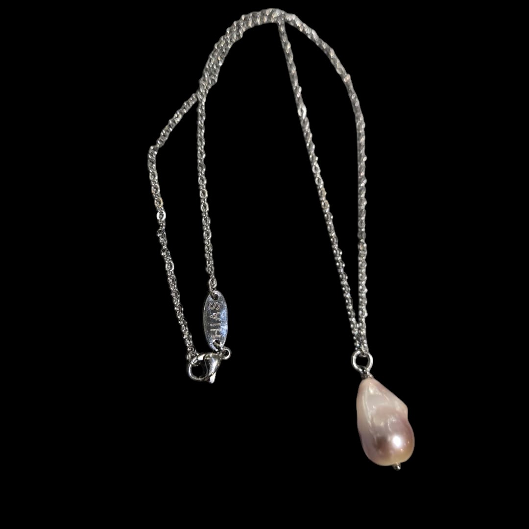 BAROQUE PEARL DAINTY CHAIN NECKLACE SILVER