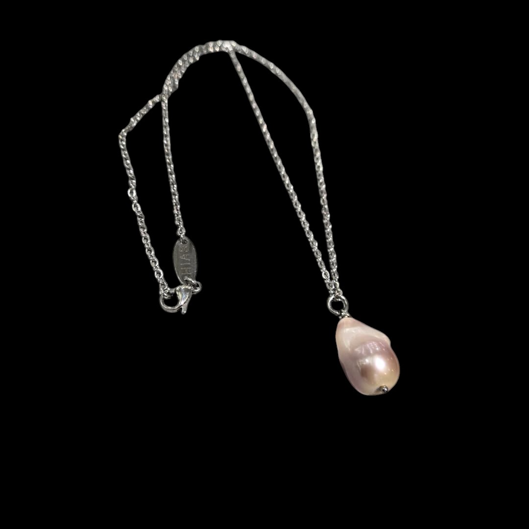 BAROQUE PEARL DAINTY CHAIN NECKLACE SILVER