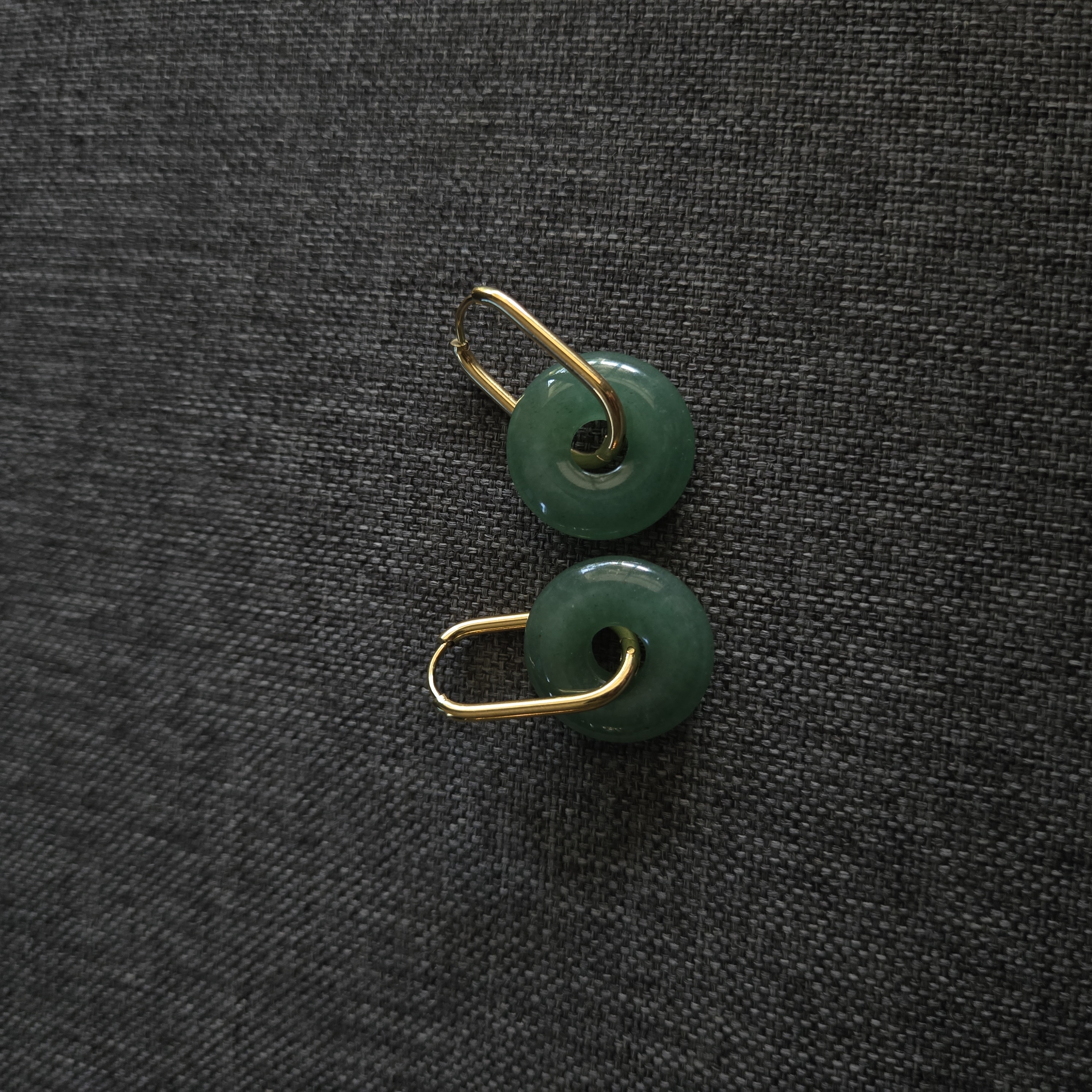 AVENTURINE DONUT EARRING GOLD