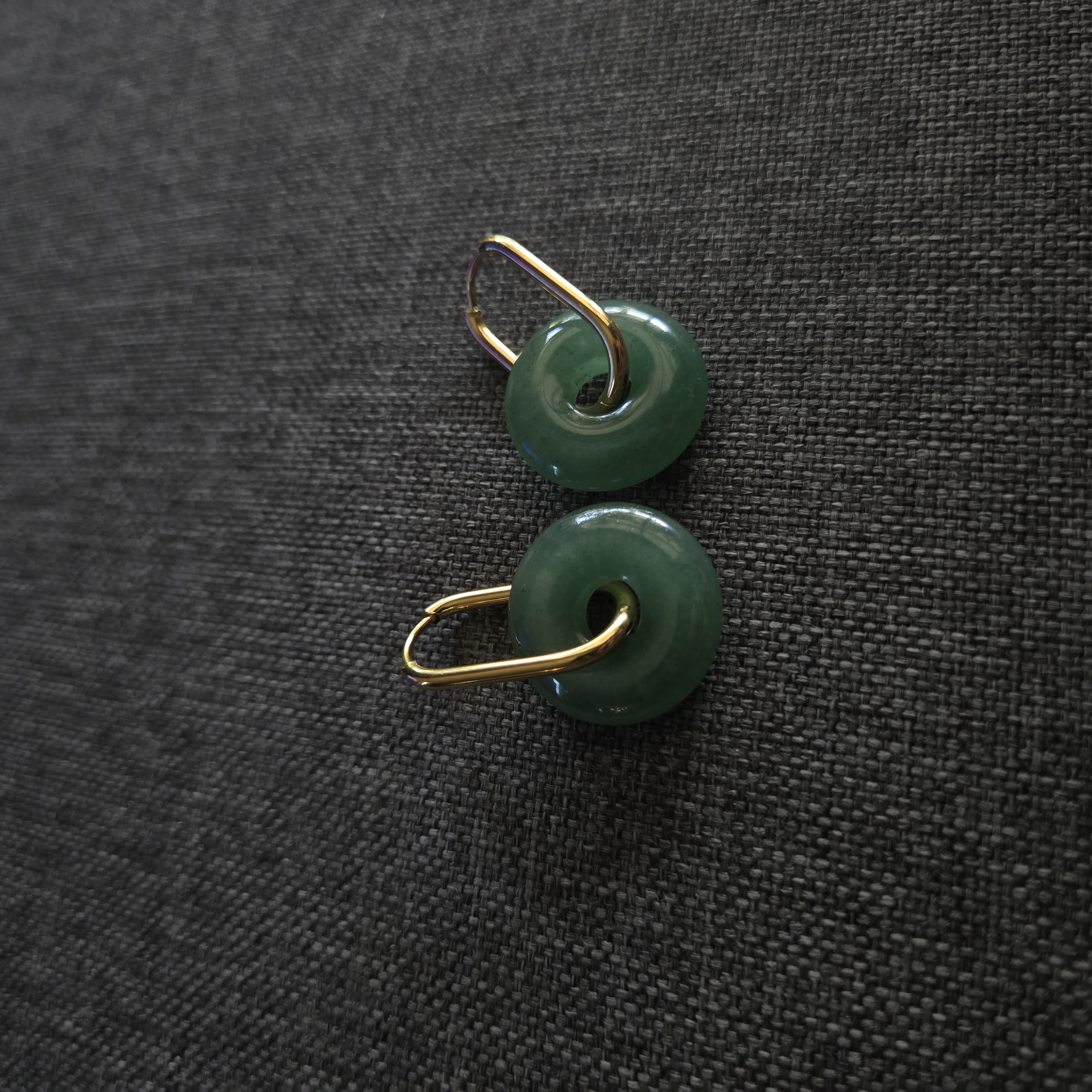 AVENTURINE DONUT EARRING GOLD