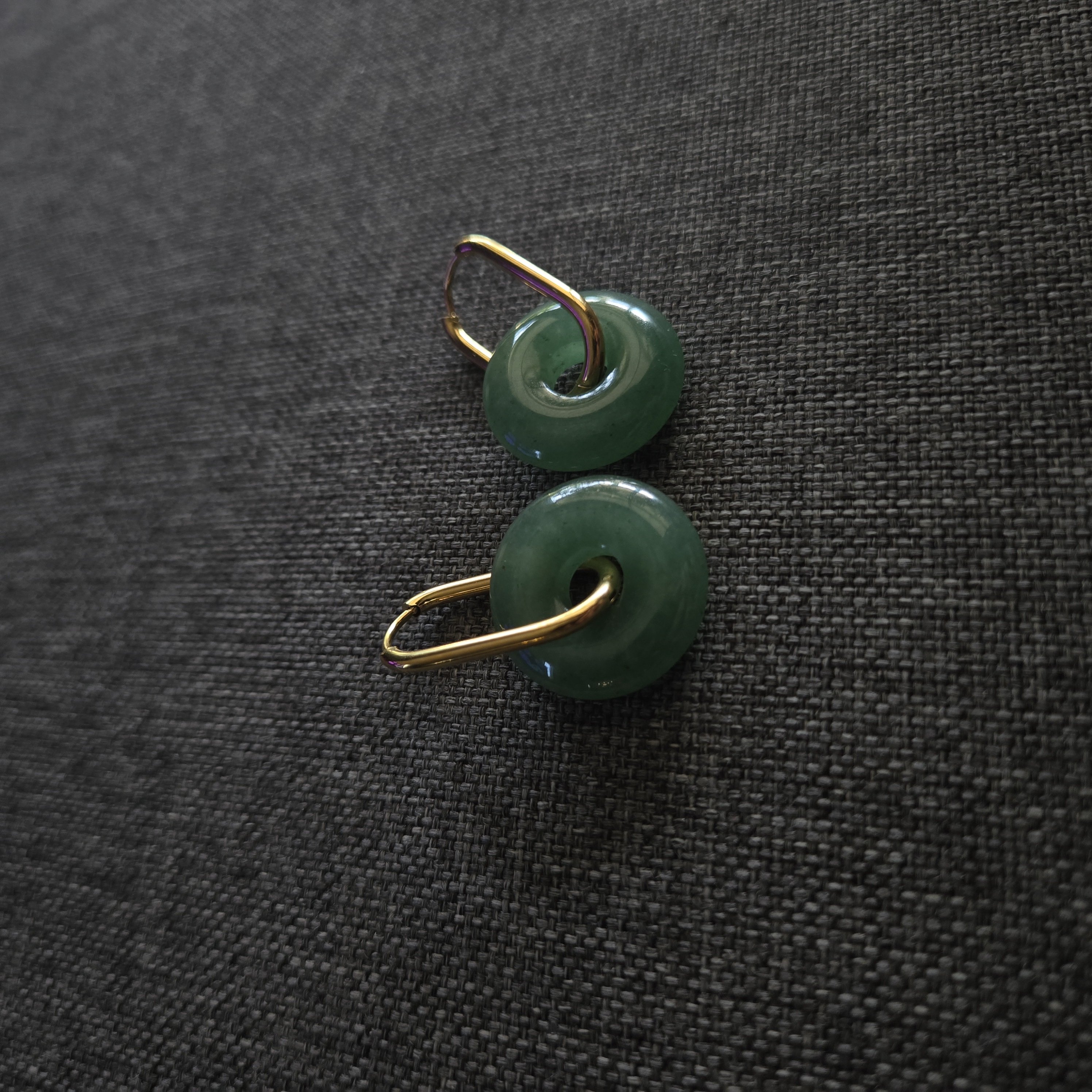 AVENTURINE DONUT EARRING GOLD