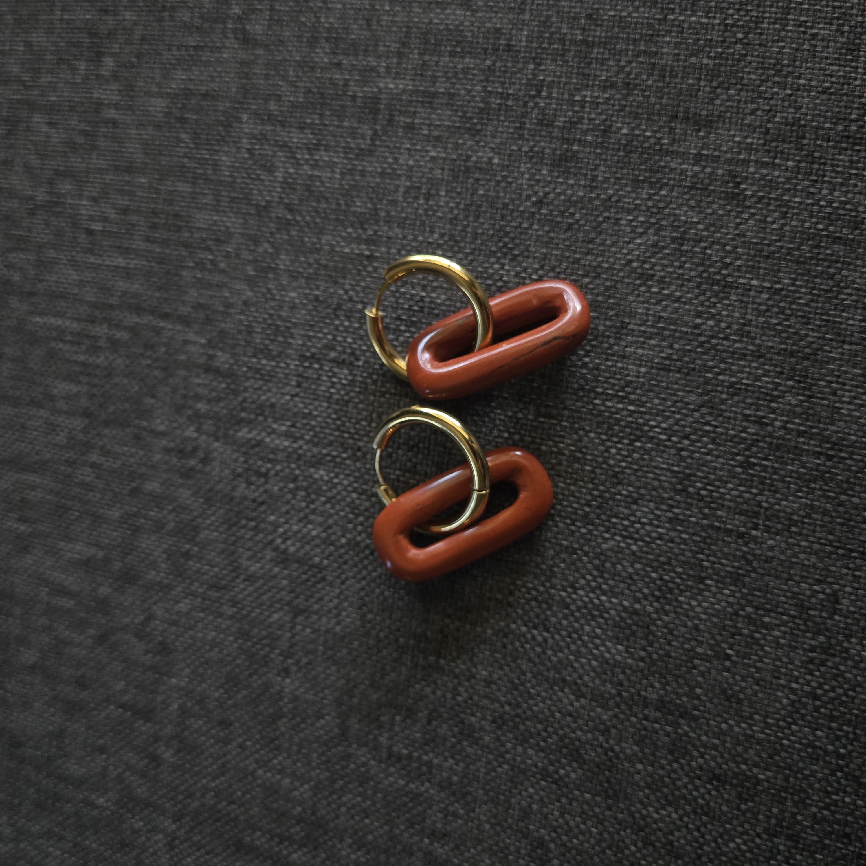 2 IN 1 HOOPS RED JASPER GOLD