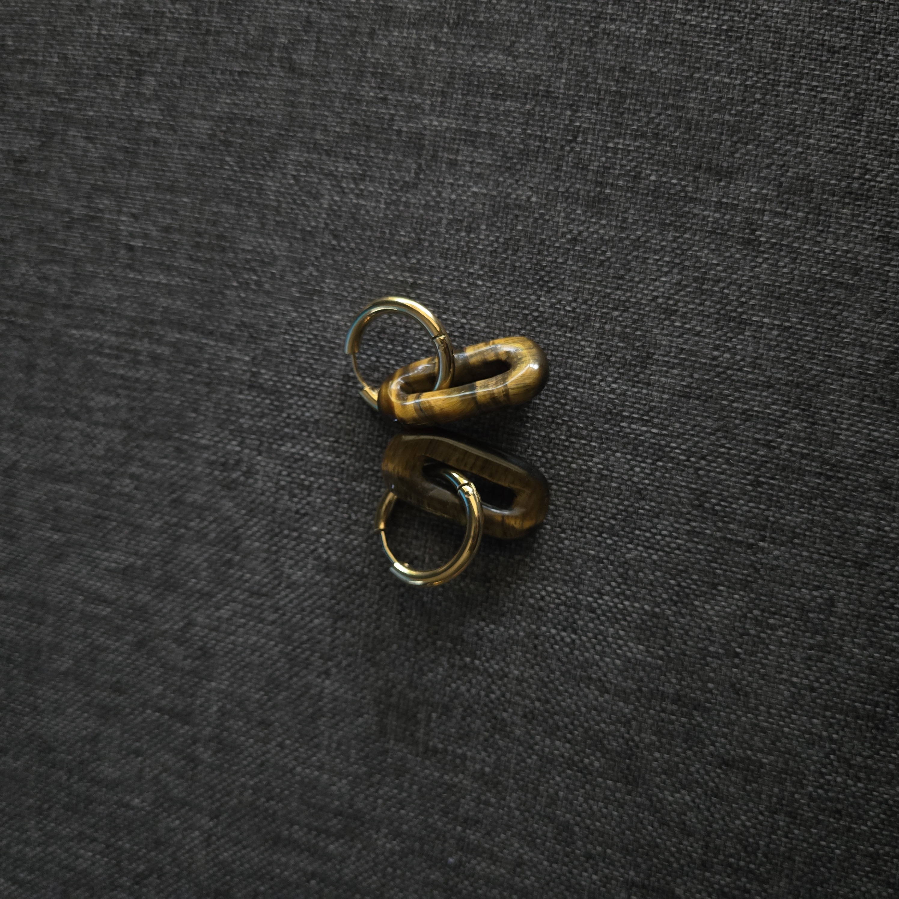 2 IN 1 HOOPS TIGER EYE GOLD